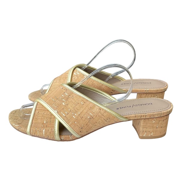 Donald J. Pliner Shoes - Donald J. Pliner Cork Metallic Gold Slip on Heels Womens shoes size 10